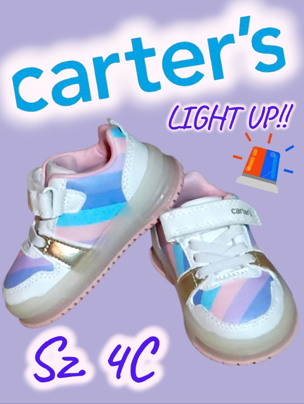 NWOT Carter's Hirano Light Up Sneakers Sz. 4C